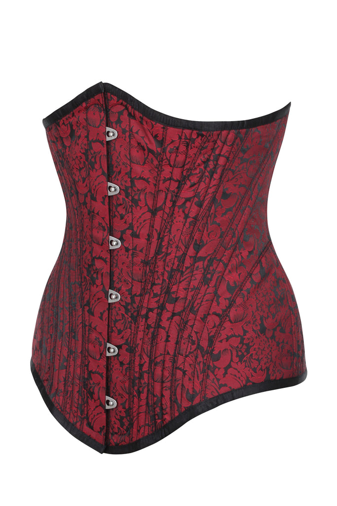 Gothic Red and Green Stripe Brocade Overbust Corset Top