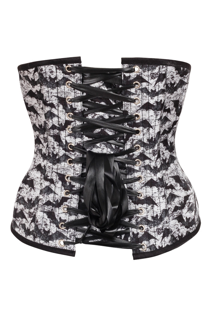 Gothic Bat Print Underbust Corset