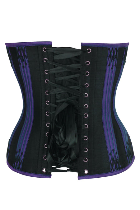 Deep Purple & Black Overbust Corset with Black Flossing Detail