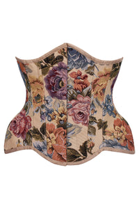 Beige Floral Print Curvy Underbust Corset