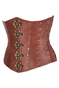 Handmade Leather Underbust Corset – Premium Quality with Antique Brass Detailing