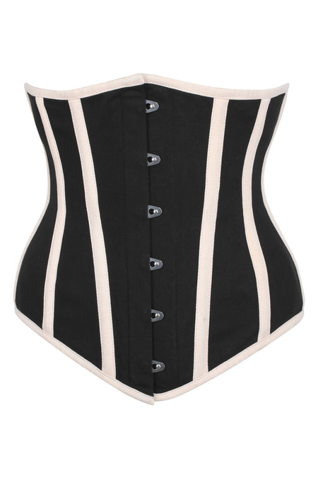 Black And White Stripe Satin Underbust Costume Waist Cincher