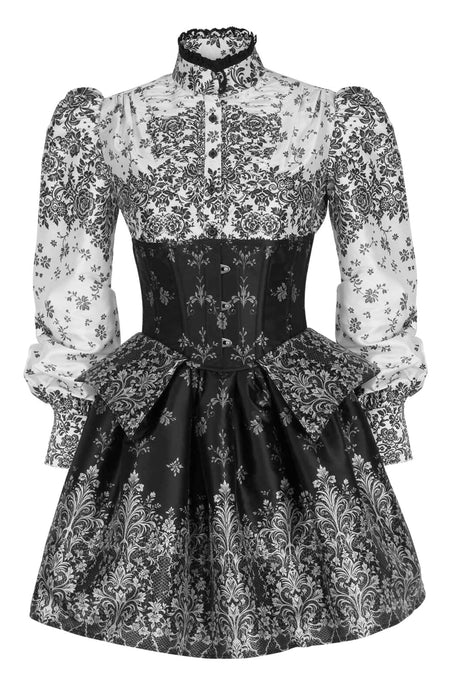 Baroque Elegance Black & White Corset Dress