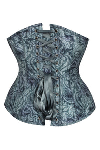 Blue Print Overbust Corset with Detachable Sleeves