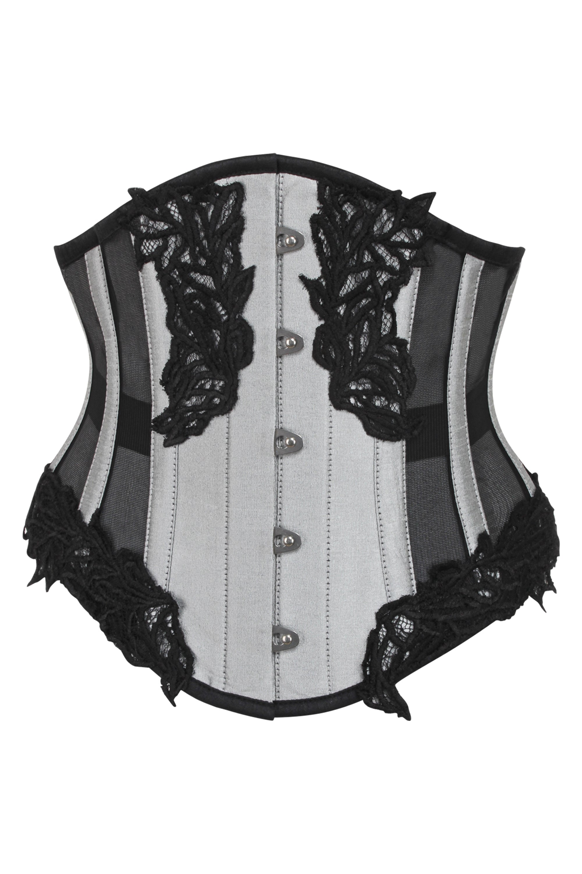 Underbust Custom Made Black Mesh with Lace Waspie Corset