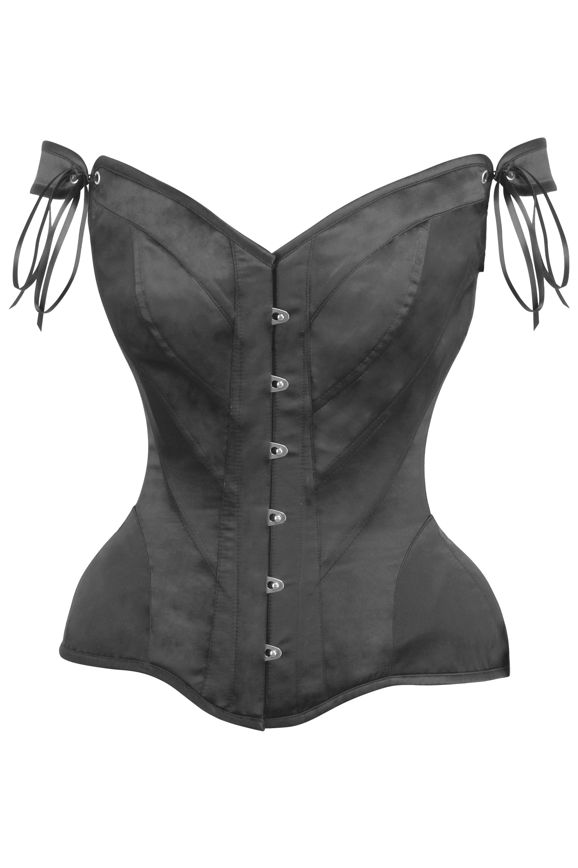 Black Cotton Twill Classic Underbust Waist Trainer With Hip Gores