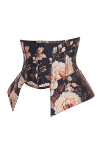 Midnight Bloom Underbust Corset with Peplum Panels