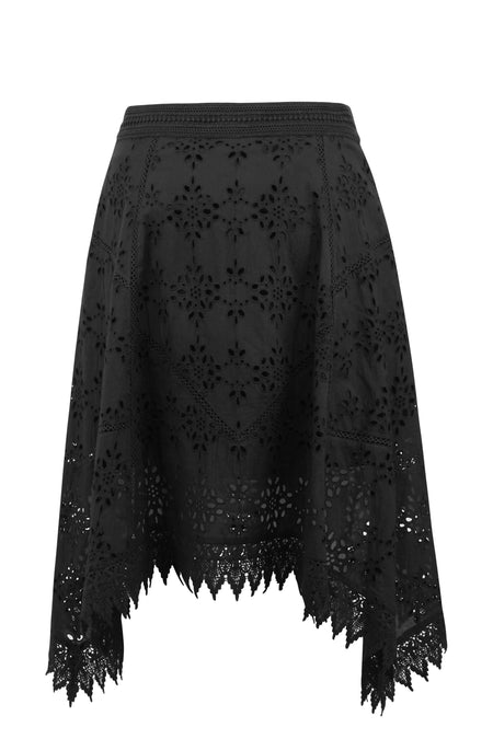 Jasmine Black Broderie Anglaise Cotton Handkerchief Skirt
