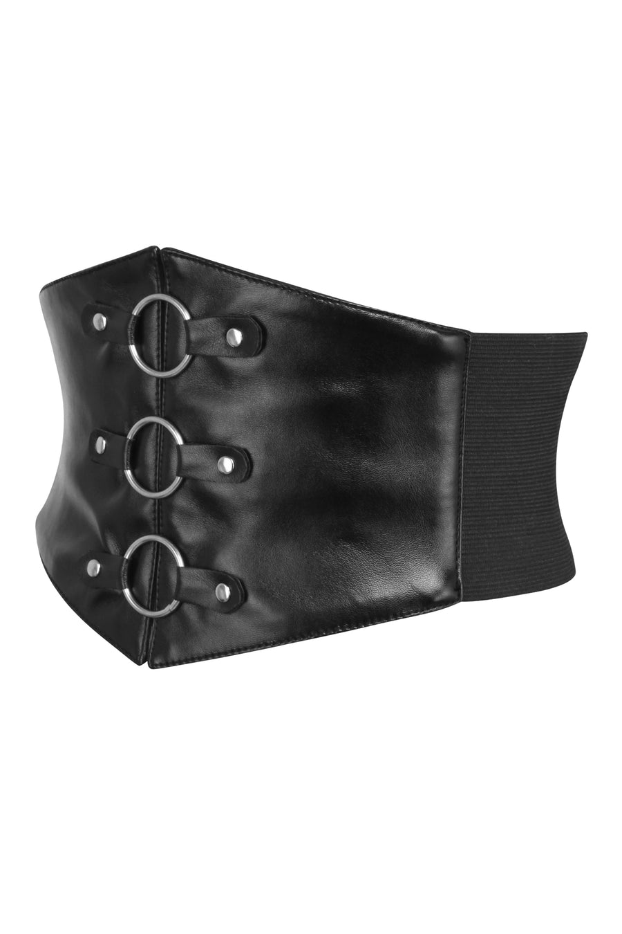 Black faux leather outlet belt