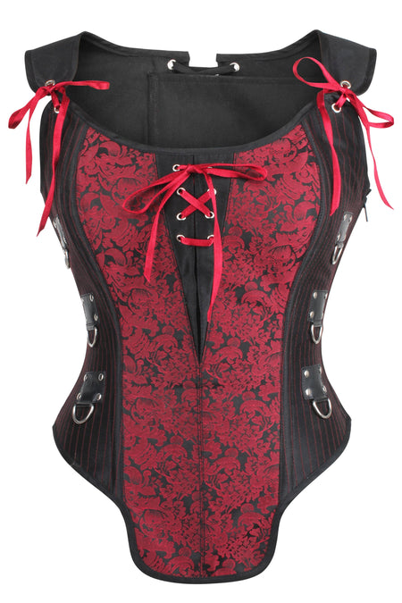 Red and black corset top - Over Bust Corset with Shoulder Straps – Miss  Leather Online