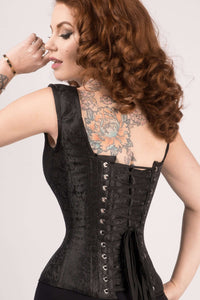Corset Story WTVIC016 Black Brocade Waist Taming Overbust With Shoulder Straps
