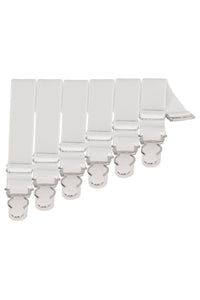 6 x Steel Suspender Clips In White