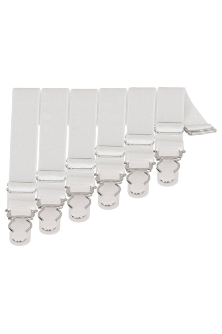 6 x Steel Suspender Clips In White