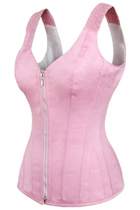 Corset Story BC-057 Pink Overbust Corset with Shoulder Straps and Zip
