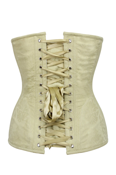 Pastel Brocade Longline Underbust Corset with Hip Panels