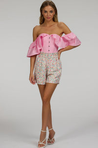 Pink Cotton Corset Top with Dramatic sleeve