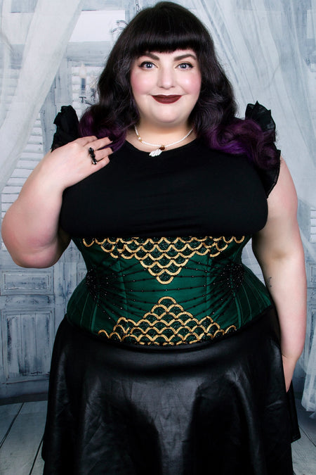 Embellished Couture Underbust Corset Waspie In Green