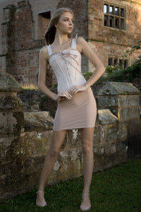 Luxurious Victorian Inspired Dusty Pink Overbust Angled Panels And Shoulder Straps