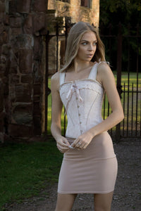 Luxurious Victorian Inspired Dusty Pink Overbust Angled Panels And Shoulder Straps