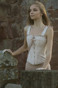 Luxurious Victorian Inspired Dusty Pink Overbust Angled Panels And Shoulder Straps