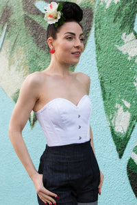 Instant Shape White Satin Overbust