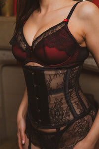 Black Lingerie Weight Mesh Underbust Corset