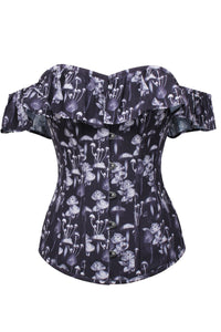 Wild Mushroom Corset Top with Bardot Sleeve