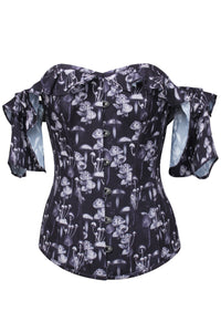 Wild Mushroom Corset Top with Frill Sleeve