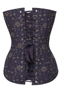 Mystic Galaxy Indigo And Gold Longline Overbust Corset