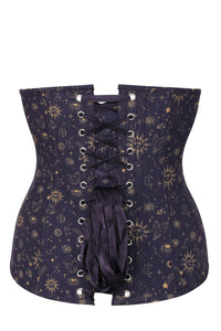 Mystic Galaxy Indigo And Gold Longline Underbust Corset
