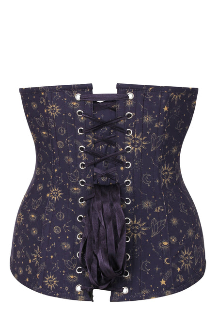 Mystic Galaxy Indigo And Gold Longline Underbust Corset