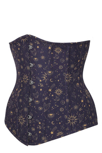 Mystic Galaxy Indigo And Gold Longline Underbust Corset