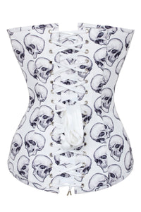 White And Grey Skull Gothic Longline Overbust Corset