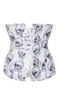 White And Grey Skull Gothic Longline Underbust Corset