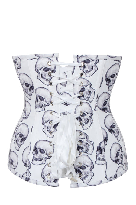 White And Grey Skull Gothic Longline Underbust Corset
