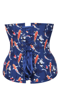Serene Koi Blue and Orange Longline Underbust Corset