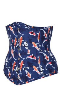 Serene Koi Blue and Orange Longline Underbust Corset