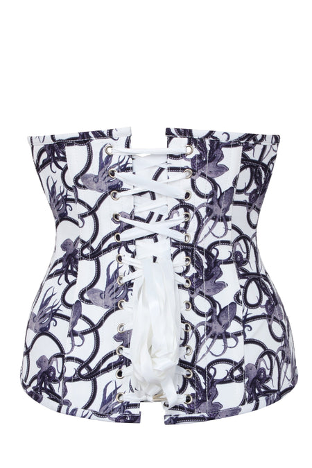 Charcoal Ink Octopus Print Longline Underbust Corset