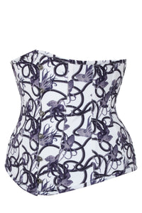 Charcoal Ink Octopus Print Longline Underbust Corset