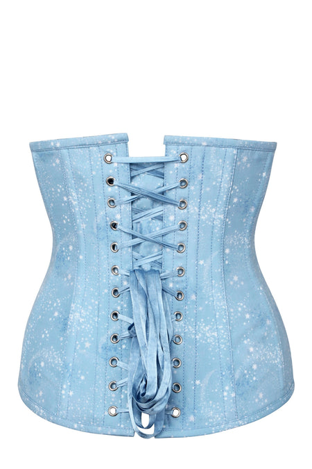 Baby Blue Astronomy Print Longline Underbust Corset