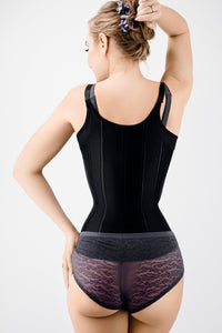 Corset Story Black Latex Underbust Corset with adjustable Bra Straps