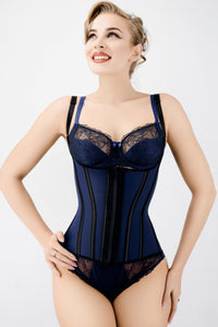 Corset Story Navy Latex Underbust Corset with adjustable Bra Straps