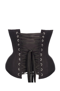Black Cotton Twill Classic Underbust Waist Trainer With Hip Gores