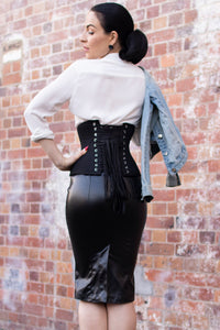 Cotton Black Waist Training Corset with Zip