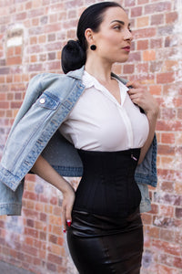 Cotton Black Waist Training Corset with Zip