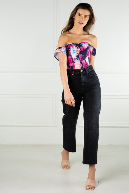 Vibrant Colour Burst Overbust Corset with Dramatic Sleeve