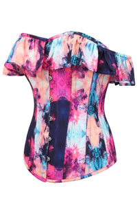 Vibrant Colour Burst Overbust Corset with Dramatic Sleeve