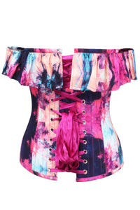 Vibrant Colour Burst Overbust Corset with Dramatic Sleeve