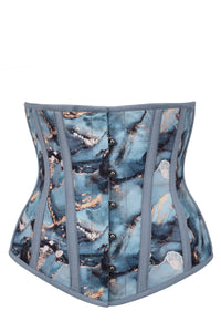 Blue and Gold Marble Underbust Corset