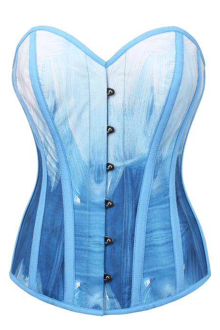 Baby Blue Brush Stroke Overbust Corset
